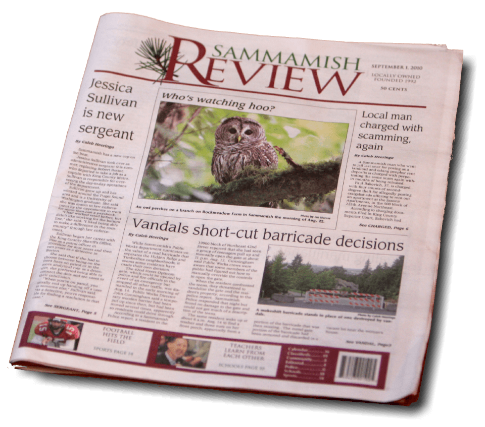 Cover Image for Sammamish Review featured one of my owl photos