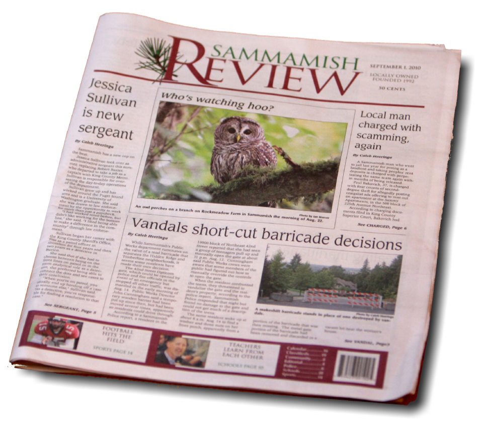 Cover Image for Sammamish Review featured one of my owl photos